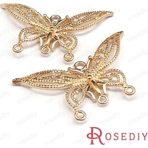 Wholesale 33*18mm Matte Gold color Butterfly Copper Connectors Diy Jewelry Findings Accessories 4 Pieces(JM5425)