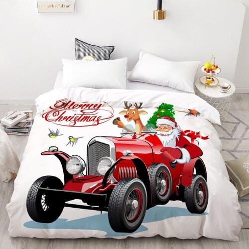 3D HD Digital Printing Custom Duvet Cover,Quilt/Blanket case Single Bedding Kids Baby children,Christmas Santa Claus car Gift