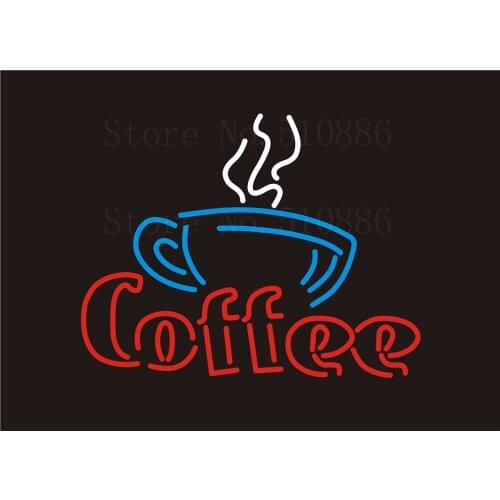 Custom Signage NEON SIGNS Message Hot Coffee Real GLASS Tube BAR PUB Signboard Display Decorate Store Shop Light Sign 17*14"