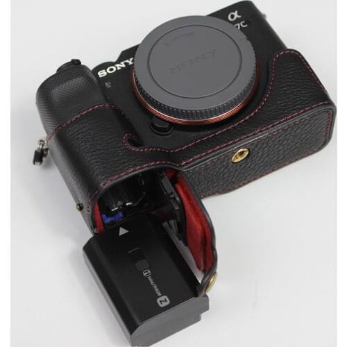 Portable Genuine Real Leather case Camera bag Cover For Sony A7C ILCE-7C protective hard shell With Battery Opening