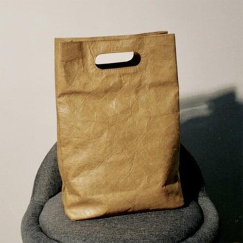 Casual DuPont Paper In N Out Bag Handbag Women Simple Kraft Paper Lunch Clutch Bags Designer Waterproof Women Bag Shopper Bags
