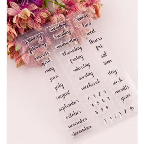 Clear Stamps Month Week Number Transparent Rubber Seals for DIY Scrapbooking Photo Album Card Making Crafts New Stamps Decor
