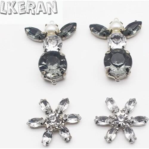 LKERAN 10Pcs 2 Styles Resin Crystal White K DIY Metal Buttons For Wedding Clothing Rhinestone Decorative Beauty Accessories