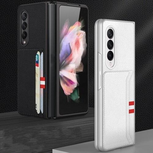 2021 Luxury PU leather Flip Case for Samsung Galaxy Z Fold 3 5G Protective Cover Magnetic Case Card Slot 2 IN 1 for Z Fold3