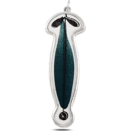 Silver 925 Sterling Leaf Pattern Ceramic Pendant