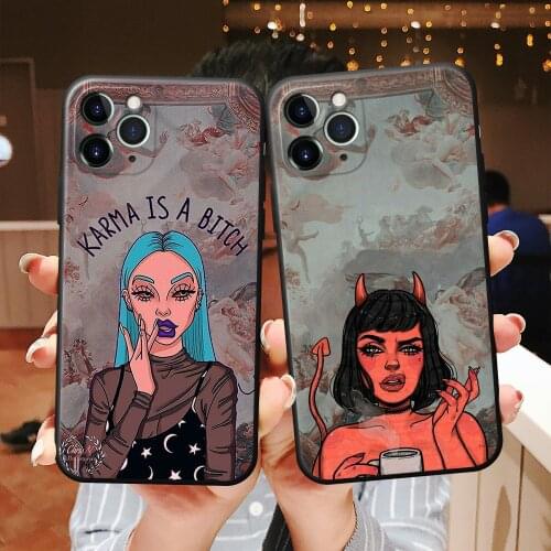 THE ANGELS PROTECT ME THE DEMONS RESPECT ME Phone Case For iPhones 6 6s 7 8 Plus X XR XS Max 11 12Pro Max SE 2020 Silicone shell