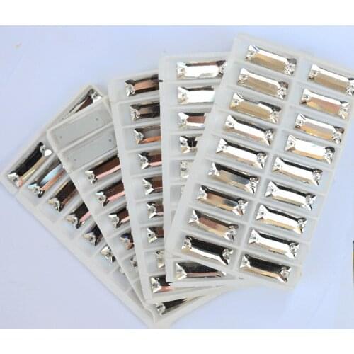 Glass Crystal Rectangle Shape Sew On Stone Crystal Clear 2 holes 8*10mm,10*14mm,13*18mm,18*25mm Octagon Sewing jewelry Beads