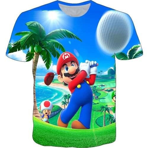 Super Mario Bros. Games Boys And Childrens Short Sleeve T-shirt 3D Printed Fashion Casual Round Collar Top Clothing 4-14Y