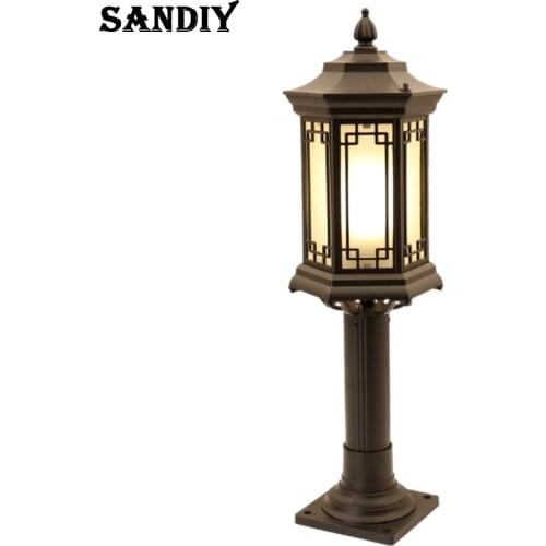 SANDIY Lawn Lamp Outdoor IP65 Waterproof Pillar Garden Path Retro Landscape Lawn Lights AC85-265V Path Light E27/E26 Base