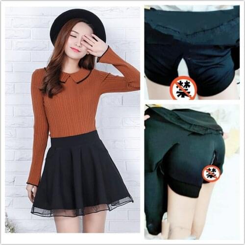 Outdoor Sex Clothes Women A-line Skirt With Short Pants Crotch Opening Zipper Summer Car Sex Women Sexual Dress Outdoors Female