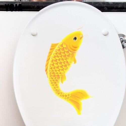 YOJA 12.1*21.7CM Golden Koi BedRoom Home Decor Wall Sticker Toilet Decal Funny Fish T3-0782