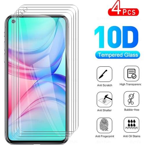 4Pcs Full Cover Protective Glass For Infinix Hot 10 Tempered Glass For Infinix Hot10 Ote8i 8i 6.78" Phone Screen Protector Film