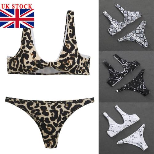 Women Bikini Set Swimsuit High Waist Summer Hot Ladies Leopard Print Ladies Bathing Suit Swimwear Beachwear UK
