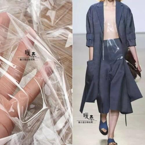 0.1mm PVC Fully Transparent TPU Fabric Waterproof DIY Perspective Clothes Raincoat Crystal Bags Decor Plastic Designer Fabric