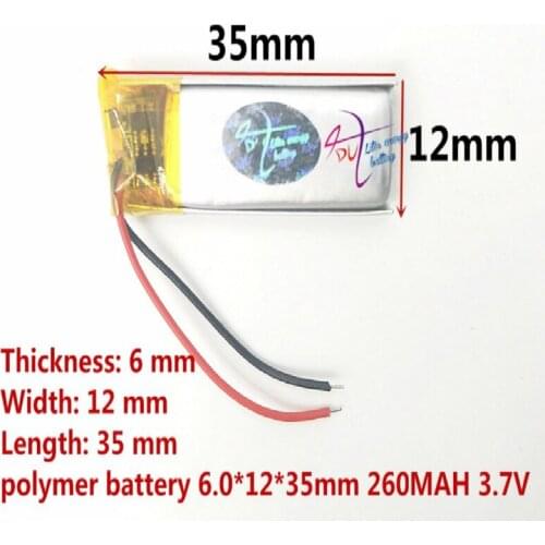 1pcs A product being 3.7V lithium battery 601235 061235 260MAH shadow pen video recorder transcript 37V