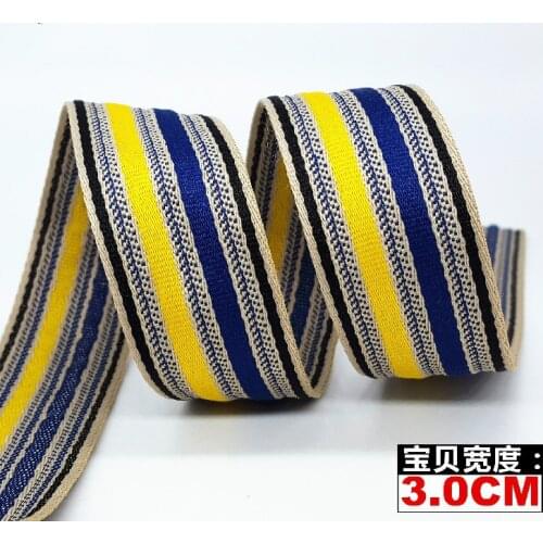 1 yard/lot ) 30mm Apricot edge bands weave Ribbon Blue yellow Belt DIY Clothing materials backpack Accessories Gift Package