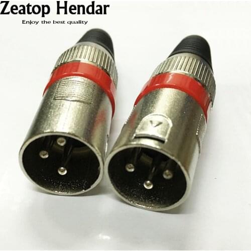 10PCS Red 3 Pin XLR Audio Cable adapter Connector MIC Male Plug