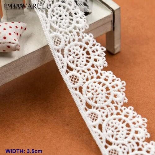 20yard 3.5cm Handmade Arts Screen Lace Fabric Sewing Trim Ribbon Wedding Decoration New Water-Soluble Milk Silk Embroidery Skirt