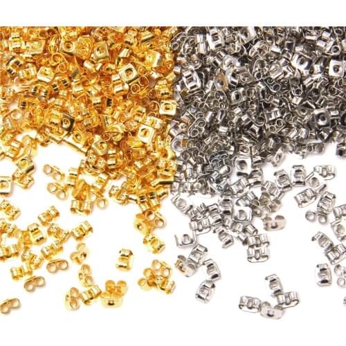 200pcs 5*3.5mm Gold Silver color Metal Earrings Back Rose Butterfly Ear Nuts Stopper Fit DIY Jewelry Making Supplies WHOLESALE