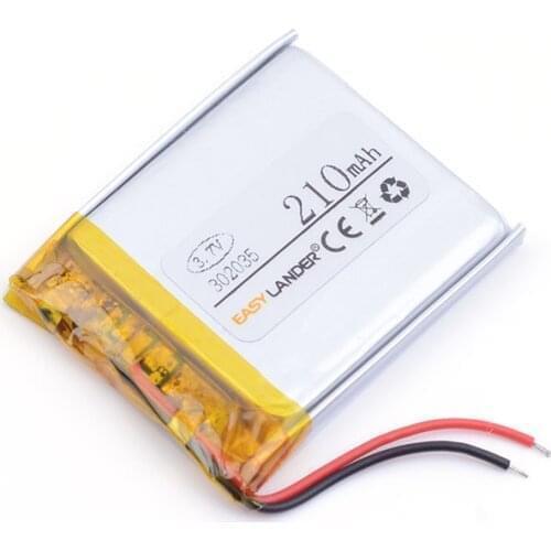 3.7V 302035 210mAh Rechargeable li Polymer Li-ion Battery For bluetooth headset speaker mouse smart Watch recorder pen 032035