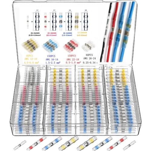 400PCS Heat Shrink Soldering Sleeve Terminals Insulated Waterproof Butt Wire Connectors Electrical Wire Soldered Terminals