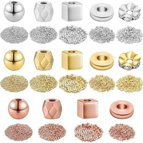 4100 Pieces Assorted Spacer Beads for Jewelry Making DIY Loose Beads, 3 Colors and 5 Styles