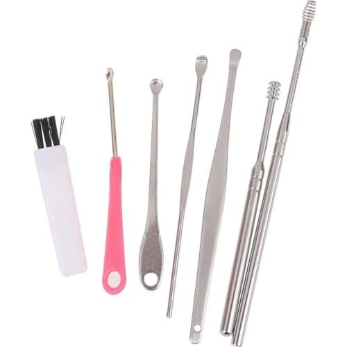 7-piece Stainless steel ear pick ear cleaner spring double head rotating ear pick ear picking tool Cleaner Tool set