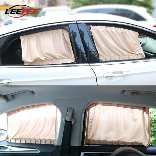 LEEPEE Car Accessories Interior Sunshade Curtains Auto Side Window Curtain Aluminum Alloy Holder Easy Install With Hooks 2PCS
