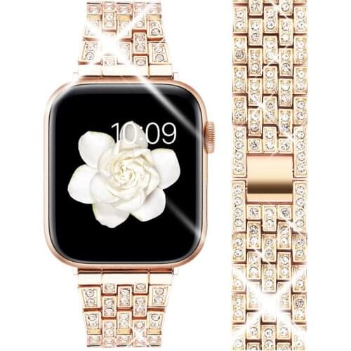 Bling Watchbands For Apple Watch 6 SE Strap 44mm 40mm Band iWatch 5 4 Bracelet For Applewatch 3 2 1 42mm 38mm Stainless Steel