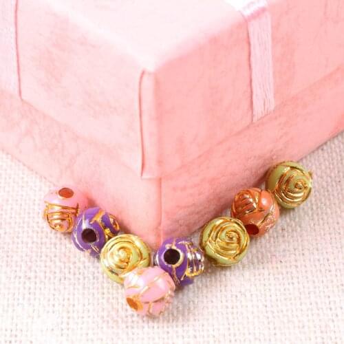 2018 New Mix Color Gold Stripe Flower Spacer Beads For Bracelet Necklace Jewelry Making DIY 6mm 200pcs/lot
