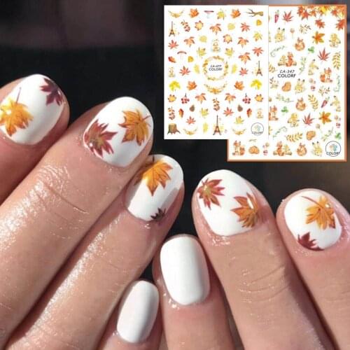 CA-76-347-350 autum flower squirrel FOX 3d nail art stickers decal template diy nail tool decorations