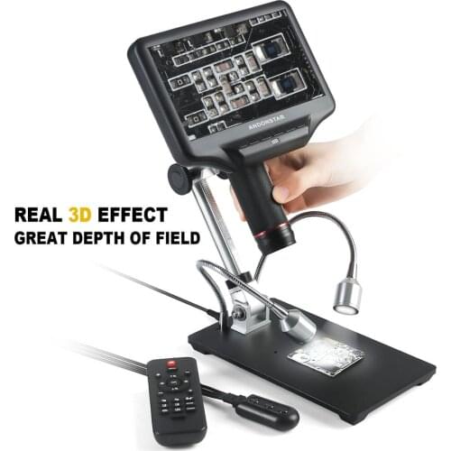 270X 1080P Andonstar AD407 High-Definition Digital Biological Microscope Camera for Soldering with 7 Inch 3D Screen and Bracket