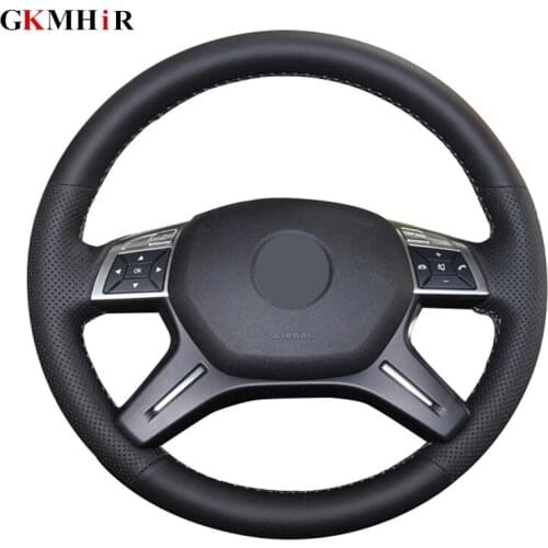 GKMHiR Genuine Leather Black Car Steering Wheel Cover for Mercedes Benz C180 C200 C260 E200 E260 ML320 ML360 ML400