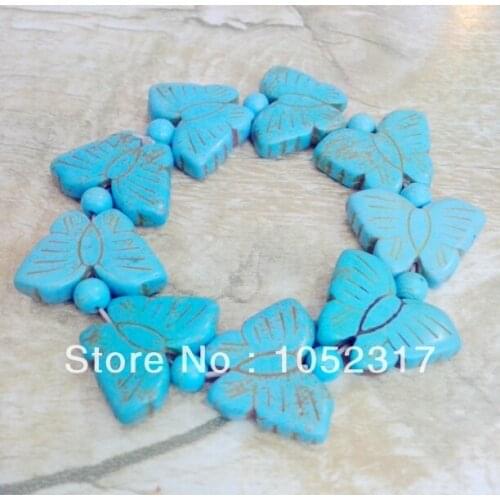 Classic stone howlite Bead Carved Butterfly Bracelet Adjustable Beautiful Woman Party Gift