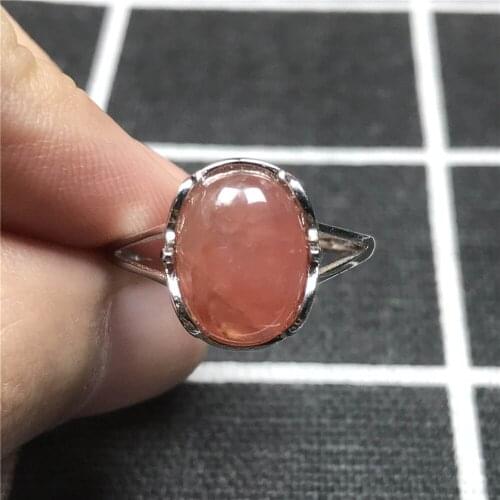 Top Natural Red Rhodochrosite Ring Jewelry For Woman Man Argentina 13x10mm Oval Beads Silver Crystal Stone Adjustable Ring AAAAA