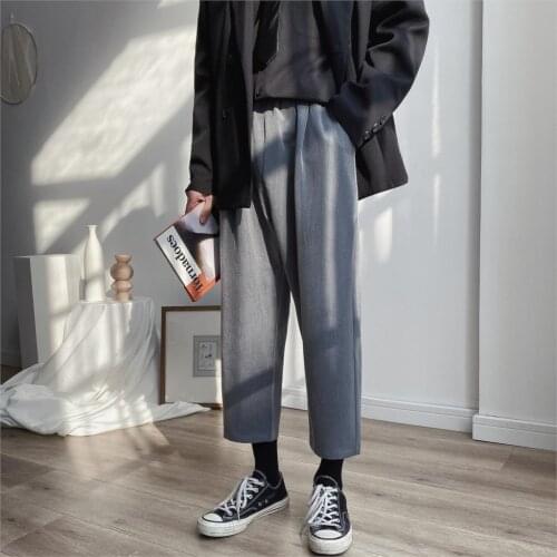 Harajuku Suit Pants Joggers Vintage Black Sweatpants Mens Korean Fashions Solid Pants 2021 Men Casual Ankel Length