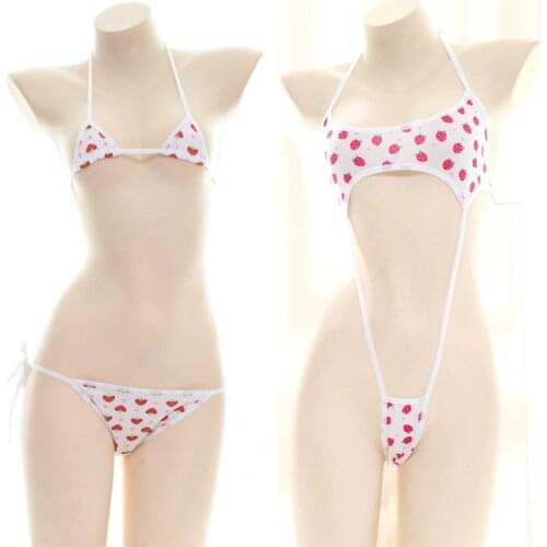 Micro bikini Sexy printing Strawberry Big triangle Lace Beach Sunbathing swimwear women swimsuit biquini bikinis monokini