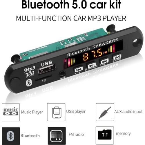 Handsfree Calling Voice Record MP3 Decoder Board Module 6W Amplifier Bluetooth V5.0 Car MP3 Player FM AUX Radio For Speaker