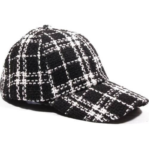 Mens Baseball Cap Kpop Womens Cap Cotton Woolen Spring Black White Plaid Fashion Coarse Woolen Thread Winter Hat Sun Hats