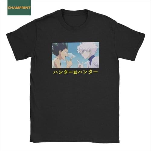 Mens Hunter X Hunter Killua Zoldyck Gon Freecss T Shirts Anime Cotton Tops Short Sleeve Round Collar Tees New Arrival T-Shirts