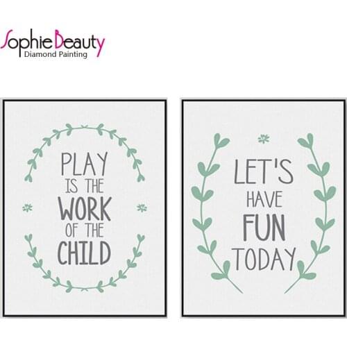 Sophie Beauty Diy Full Diamond Painting Cross Stitch Handcraft Embroidery Sets Green Olive Word Needlework Mosaic Home Arts Kits