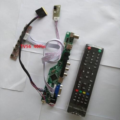 TV56 kit for LP156WH3 Controller driver board 15.6" LED VGA 40pin LVDS 1366X768 LCD remote TV AV Panel Screen USB HDMI