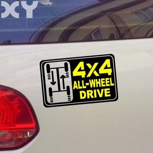 All Wheel Drive Warning Mark Cute Car Stickers Waterproof Decals Car Reflective Type Decorative 18cm*11cm