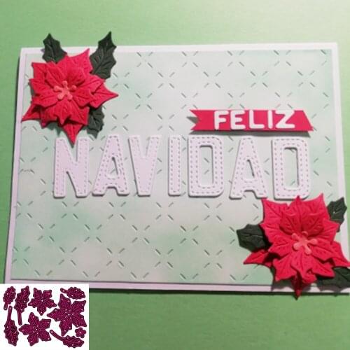 New Maple leaves with Christmas flowers Metal Cutting Dies Decorative DIY Scrapbooking Steel Craft Die Cut Embossing Paper Cards