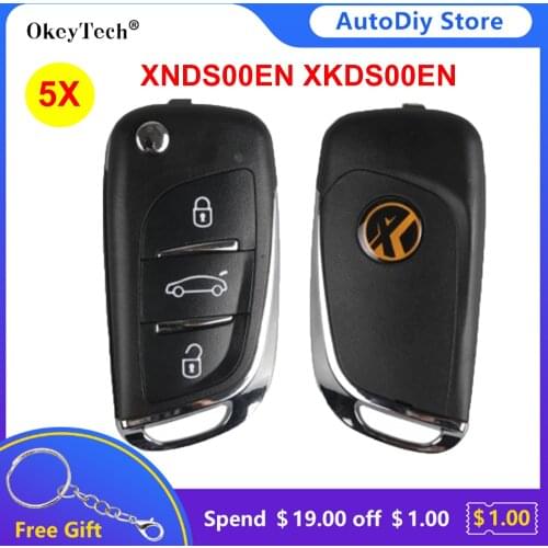 Okeytech 5PC Xhorse PN:XNDS00EN/XKDS00EN Universal Wire/Wireless Remote Control Auto Car Key 3 Button For VVDI Key Tool English