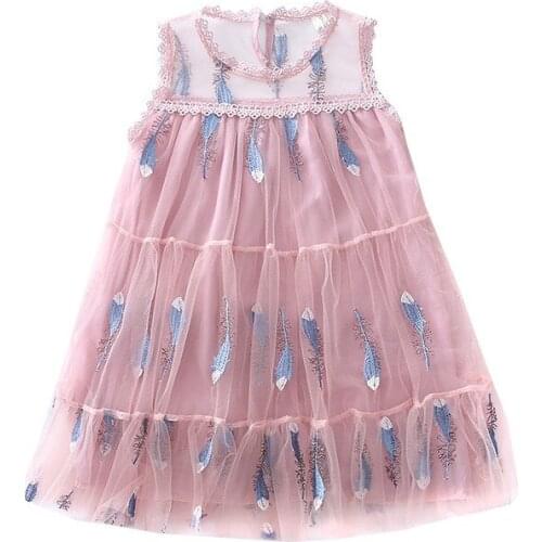 Teenager Girls Dress 2019 Summer Style Children Big Princess Party Dresses For Kids Mesh Feather Dress Beach Holiday Clothing