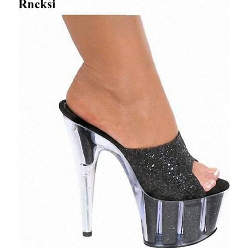 Rncksi New Women Slipper 15Cm High Heel Summer Shoes Women Open Toe Outdoor Slides Fashion Super High Slippers Size 34-46
