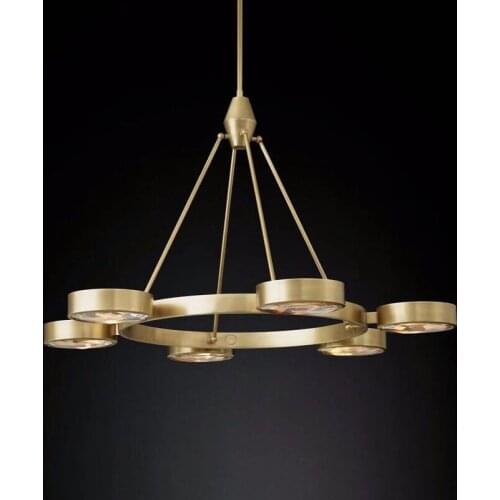 Post-modern luxury restaurant chandelier creative living room copper lamp simple design hotel villa crystal lighting