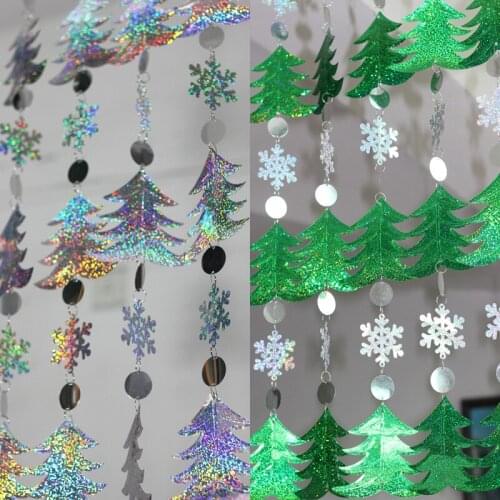 Christmas New Year Decoration Curtain PVC Glitter Sequin Christmas Tree Snowflake Curtain Celebration Shopping Mall Decoration
