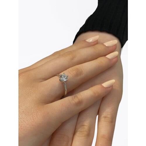 Certified Swarovski Diamond Montür 925 Silver Ring